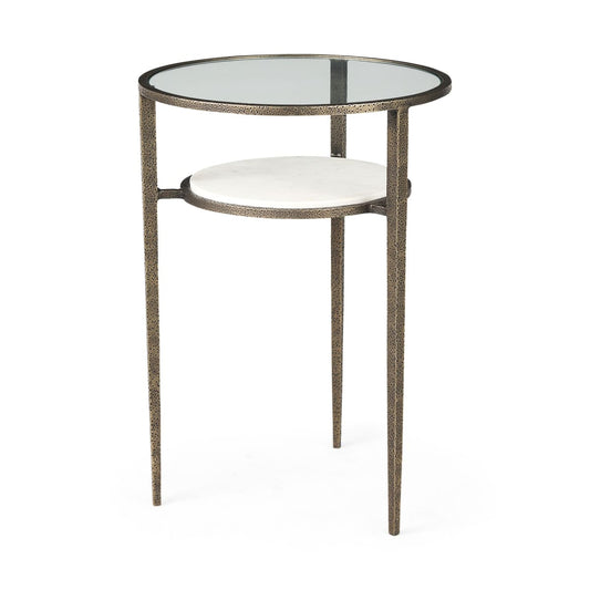 Felicity End Side Table Glass & Marble | Gold Metal - end-and-side-tables