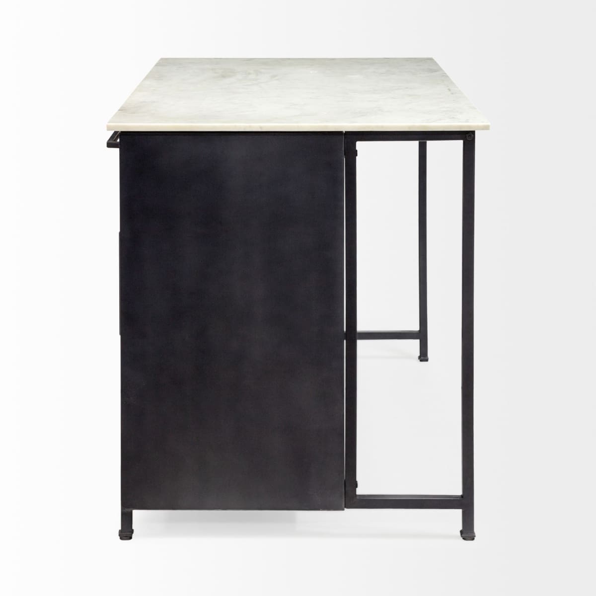 Fieri Kitchen Island Black Metal | White Marble - kitchen-islands