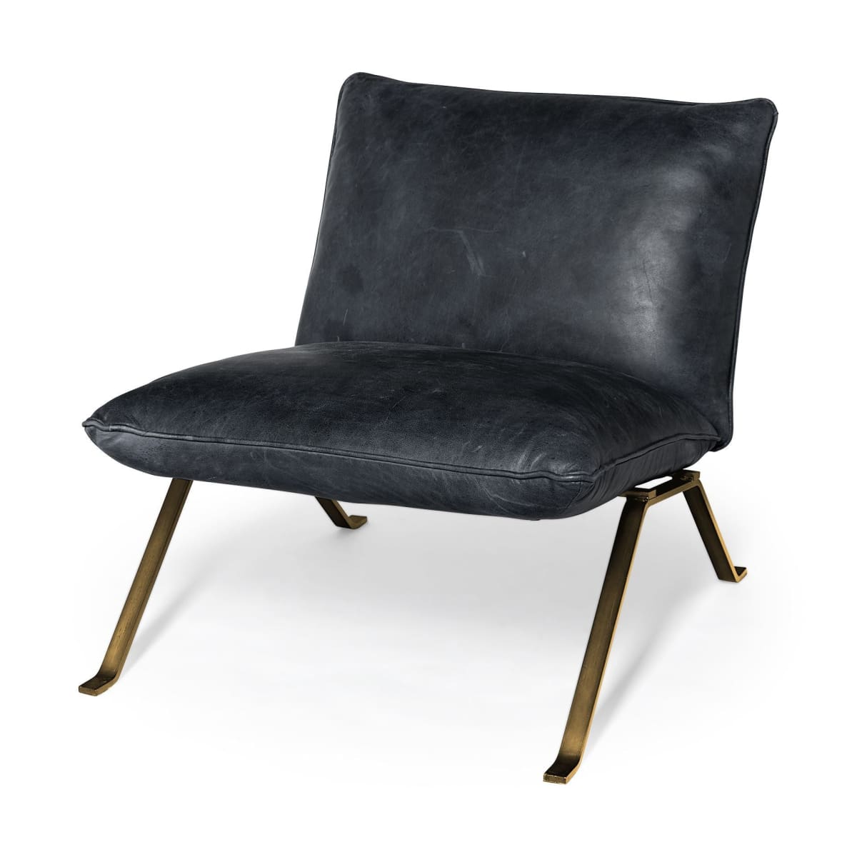Flavelle Accent Chair Black Leather | Gold Iron - accent-chairs