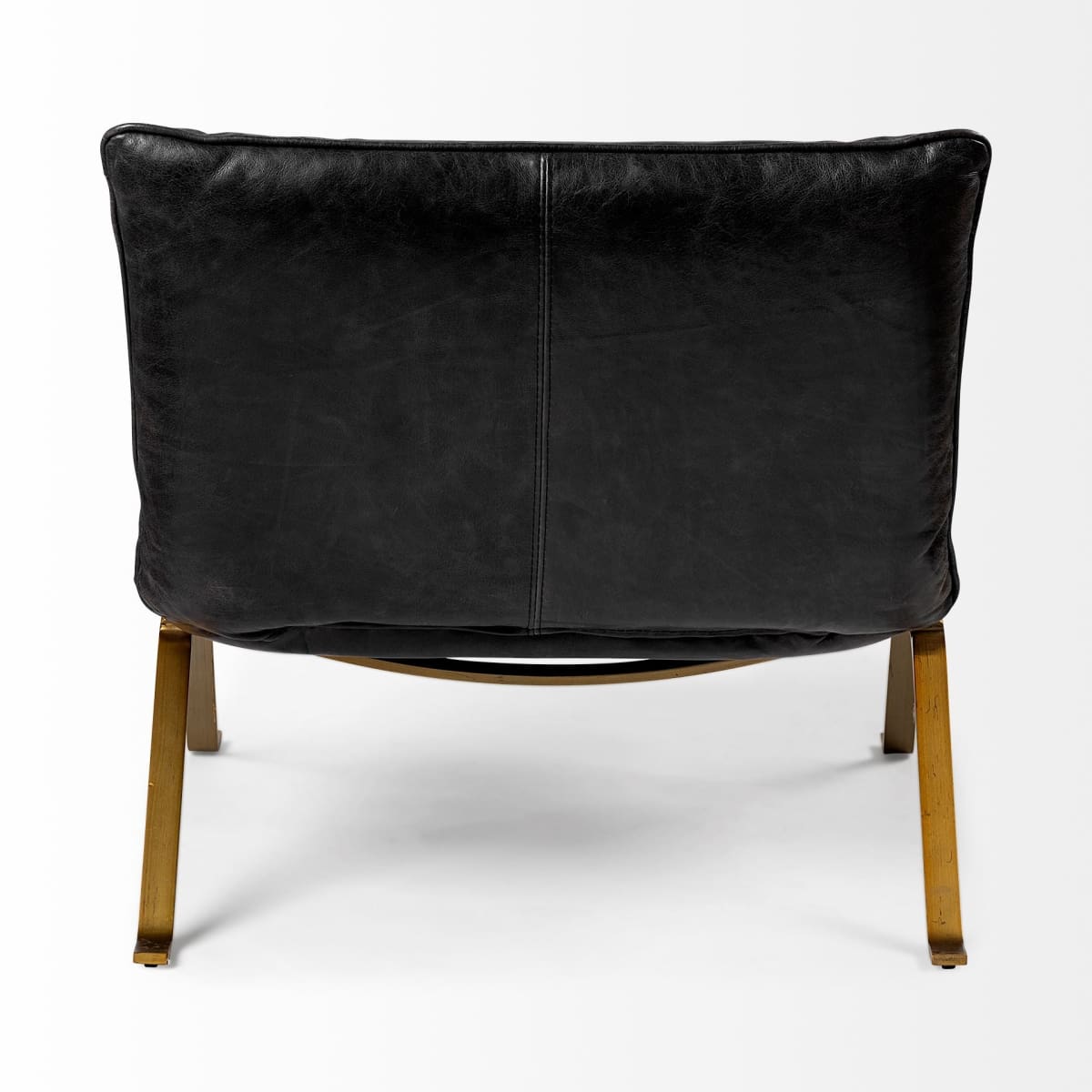 Flavelle Leather Accent Chair Black Leather | Gold Iron - accent-chairs