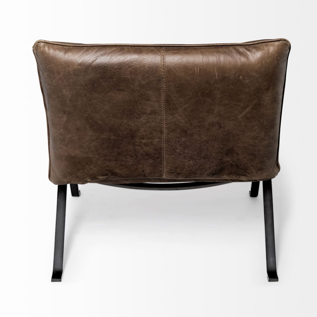Flavelle Leather Accent Chair Brown Leather | Black Iron - accent-chairs