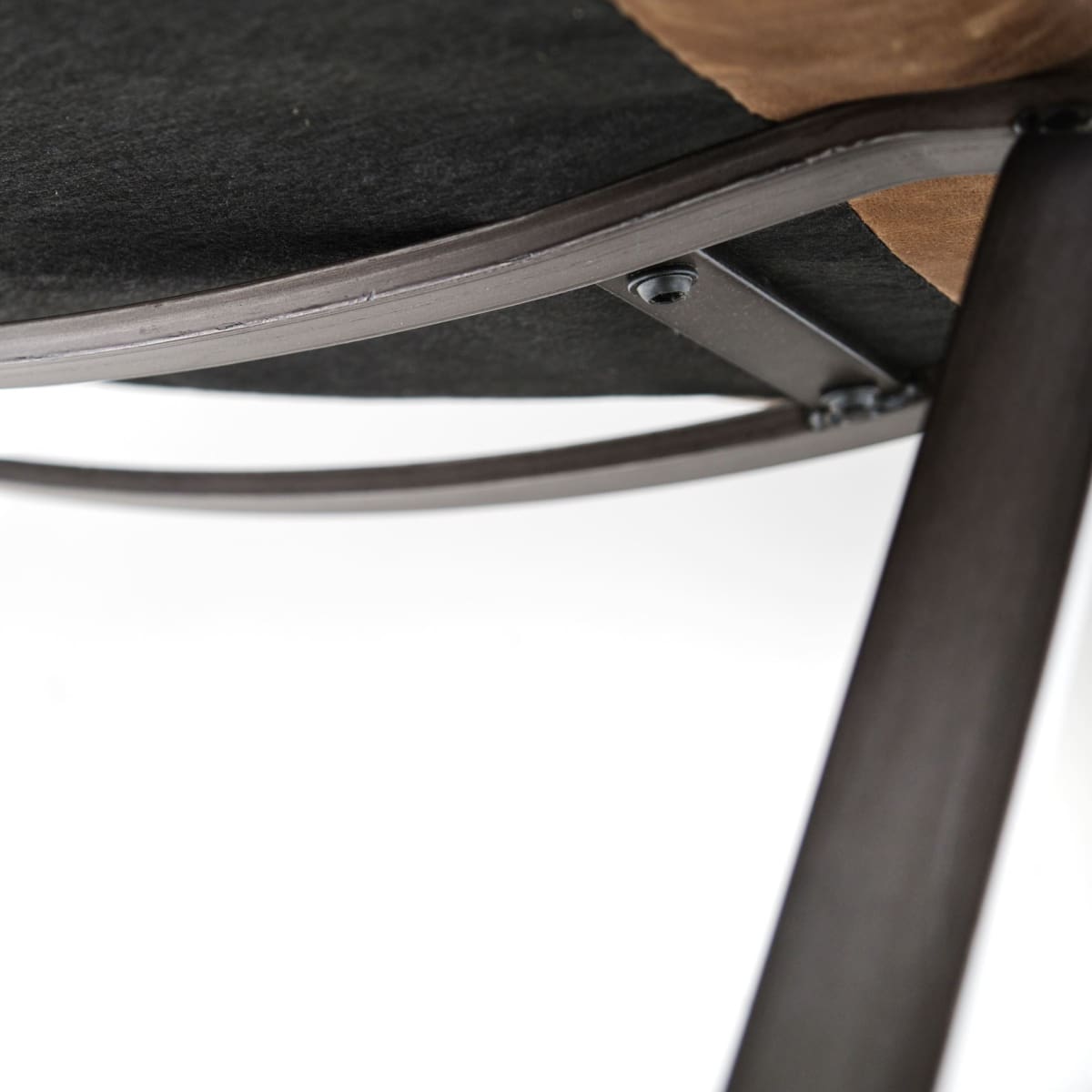 Flavelle Leather Accent Chair Brown Leather | Black Iron - accent-chairs