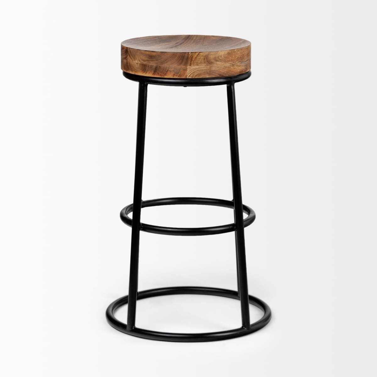 Flynn Bar Counter Stool Brown Wood | Black Metal - bar-stools