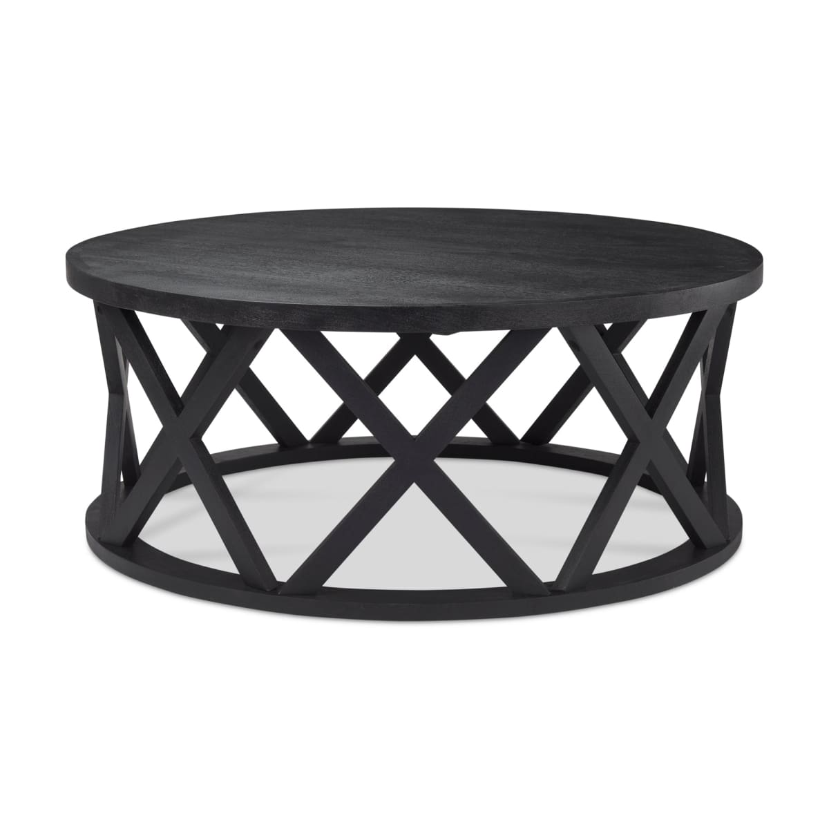 Forsey Round Coffee Table Black Wood - coffee-tables