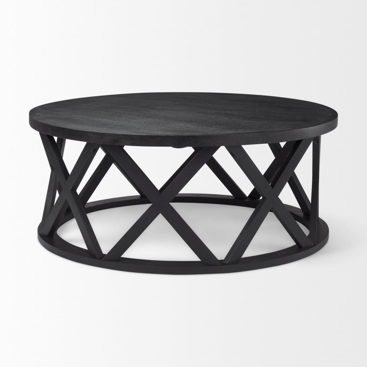 Forsey Round Coffee Table Black Wood - coffee-tables