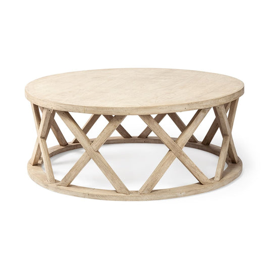 Forsey Round Coffee Table Blonde Wood - coffee-tables