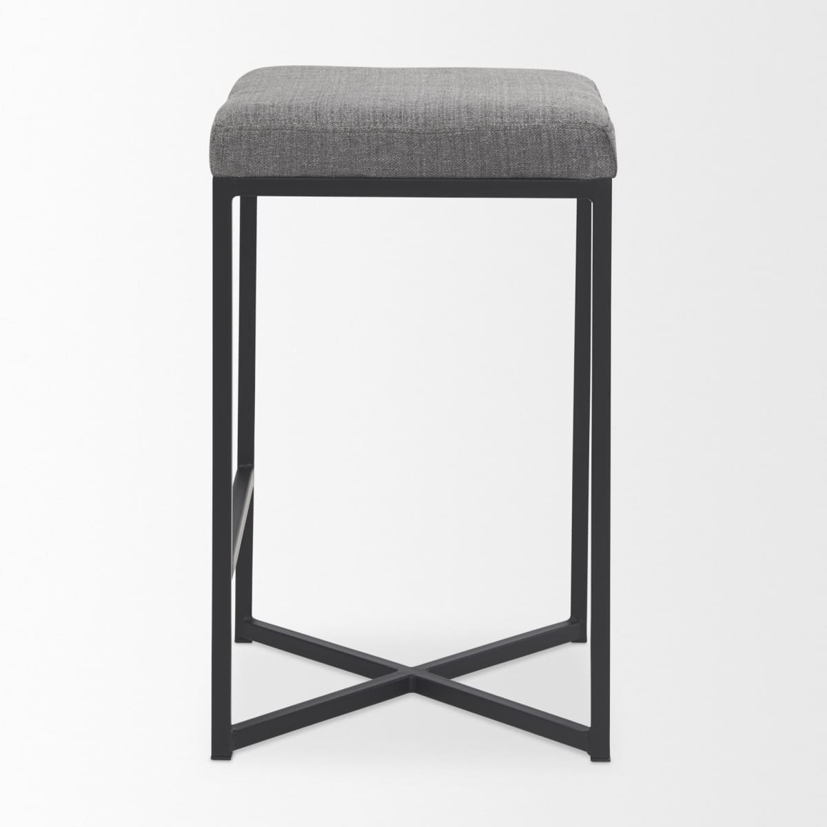 Frodo Bar Counter Stool Gray Fabric | Black Iron | Counter - bar-stools