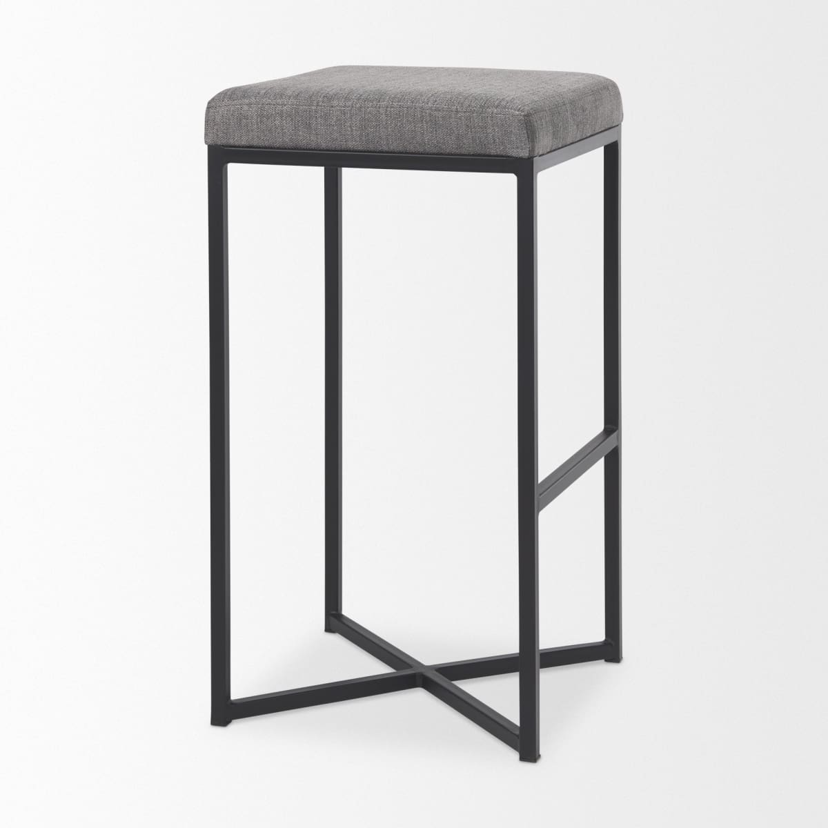 Frodo Bar Counter Stool Gray Fabric | Black Iron | Bar - bar-stools