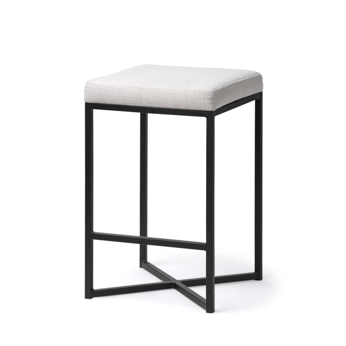 Frodo Bar Counter Stool White Fabric | Black Metal | Counter - bar-stools