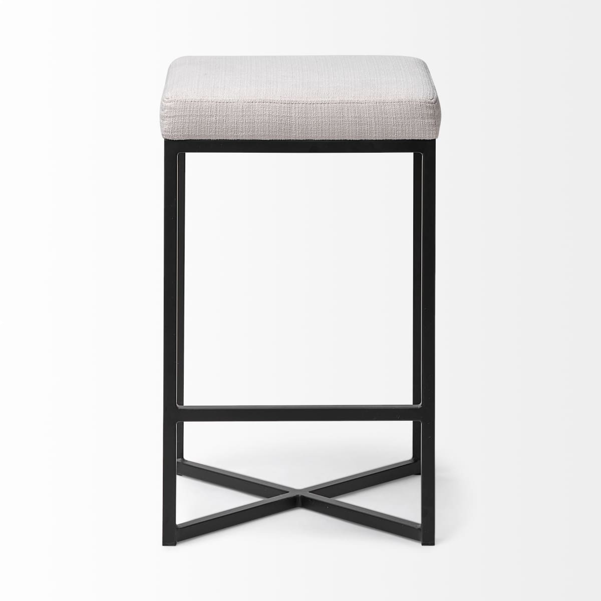 Frodo Bar Counter Stool White Fabric | Black Metal | Counter - bar-stools