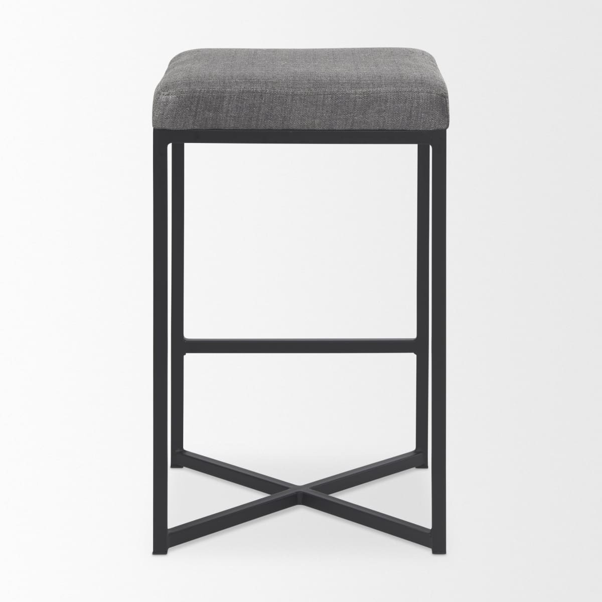 Frodo Upholstered Seat Bar Counter Stool Gray Fabric | Black Iron | Counter - bar-stools