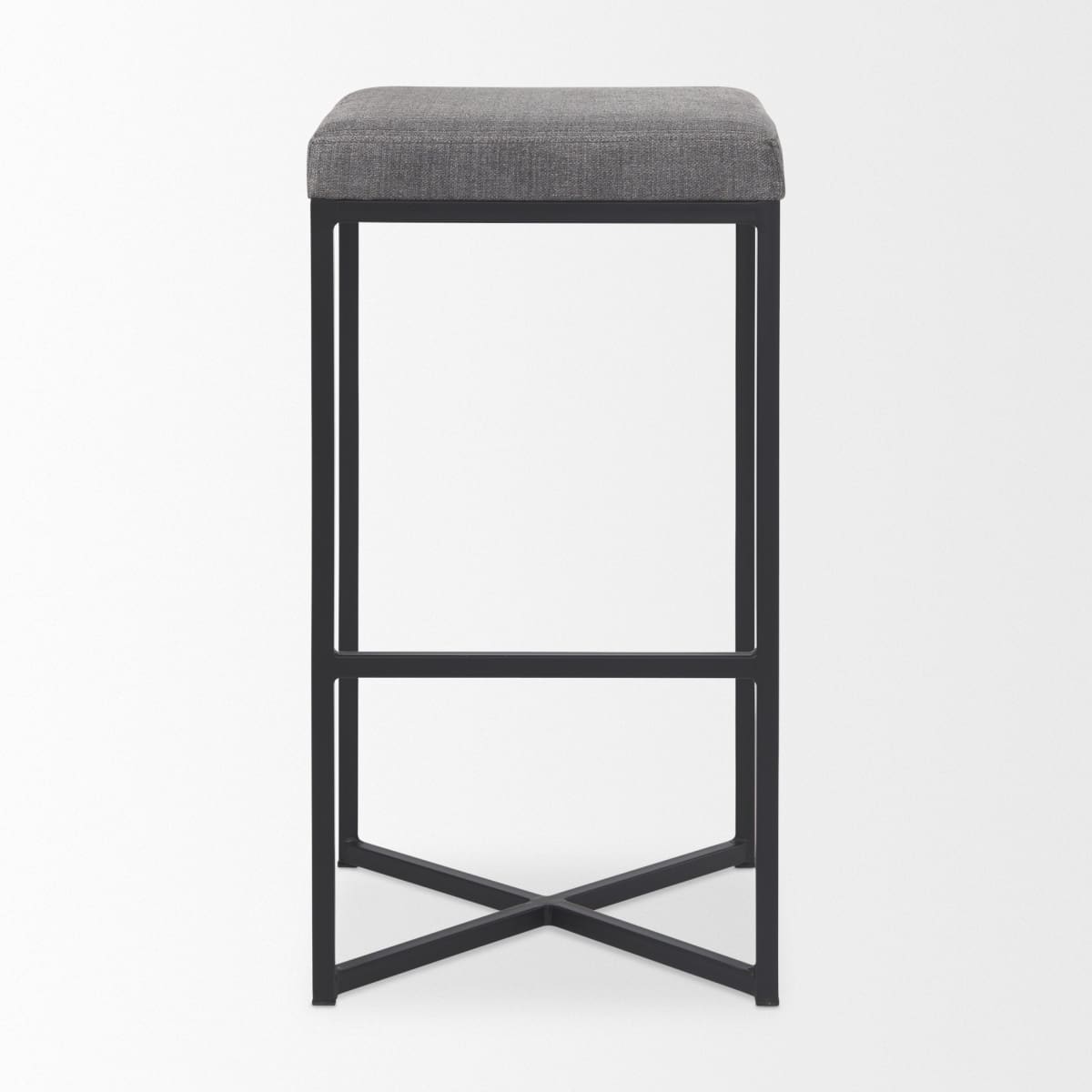 Frodo Upholstered Seat Bar Counter Stool Gray Fabric | Black Iron | Bar - bar-stools