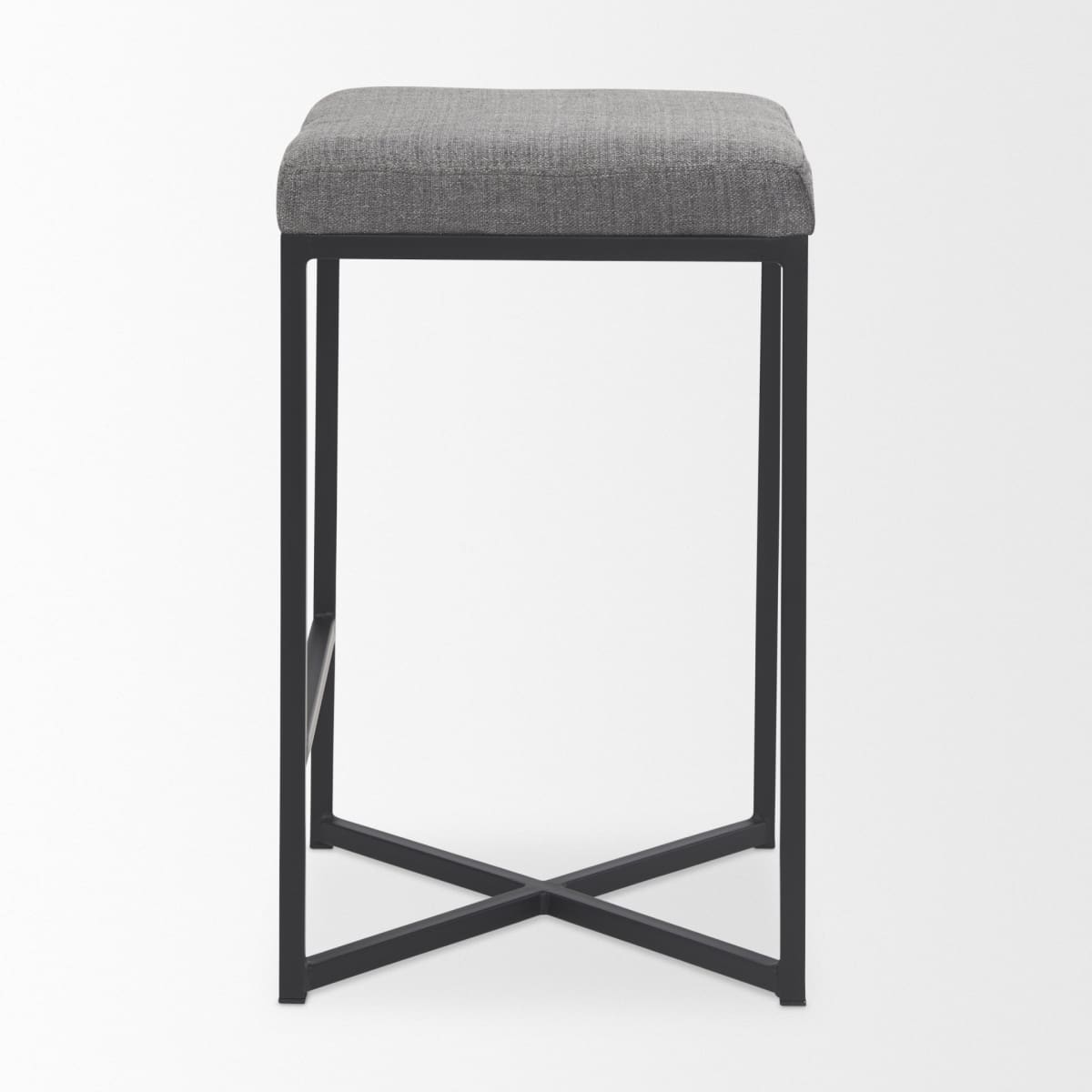 Frodo Upholstered Seat Bar Counter Stool Gray Fabric | Black Iron | Counter - bar-stools