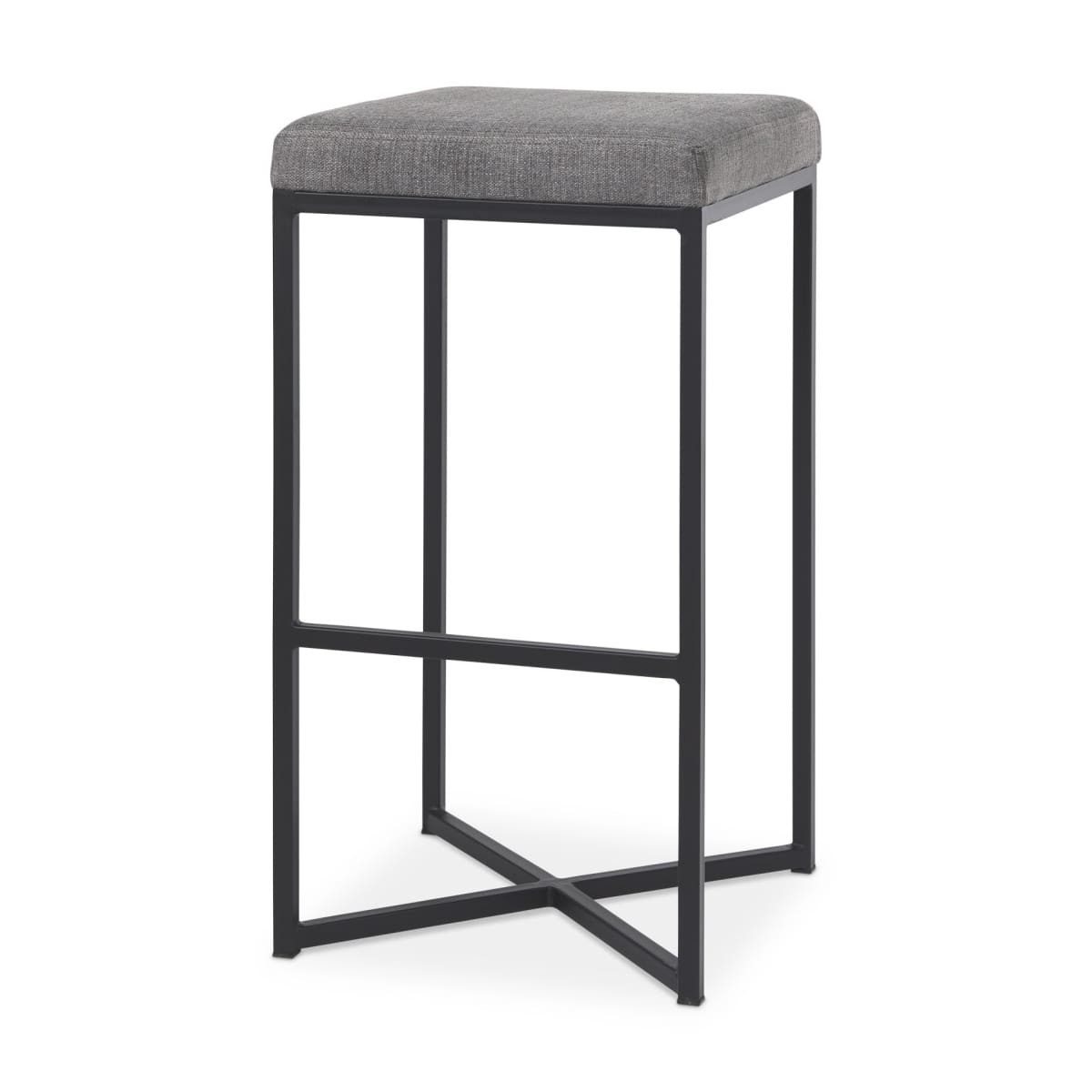 Frodo Upholstered Seat Bar Counter Stool Gray Fabric | Black Iron | Bar - bar-stools