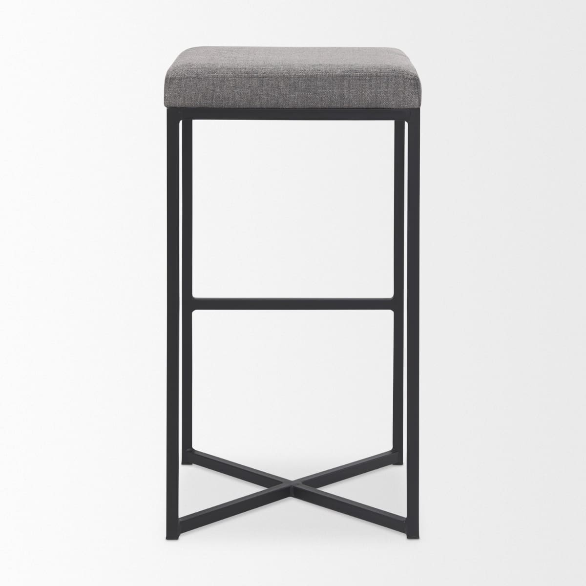 Frodo Upholstered Seat Bar Counter Stool Gray Fabric | Black Iron | Bar - bar-stools