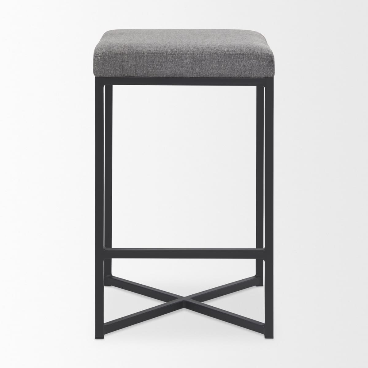 Frodo Upholstered Seat Bar Counter Stool Gray Fabric | Black Iron | Counter - bar-stools