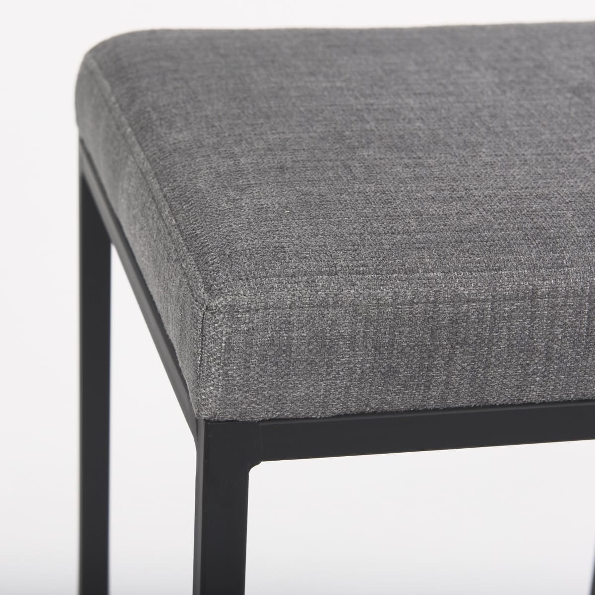 Frodo Upholstered Seat Bar Counter Stool Gray Fabric | Black Iron | Bar - bar-stools