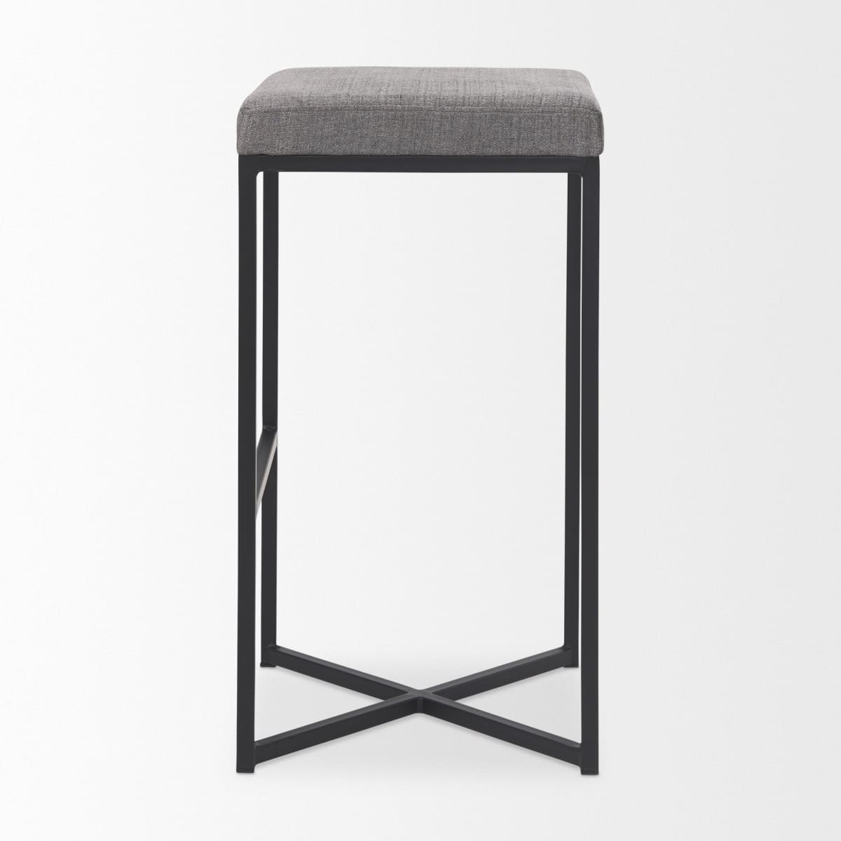 Frodo Upholstered Seat Bar Counter Stool Gray Fabric | Black Iron | Bar - bar-stools