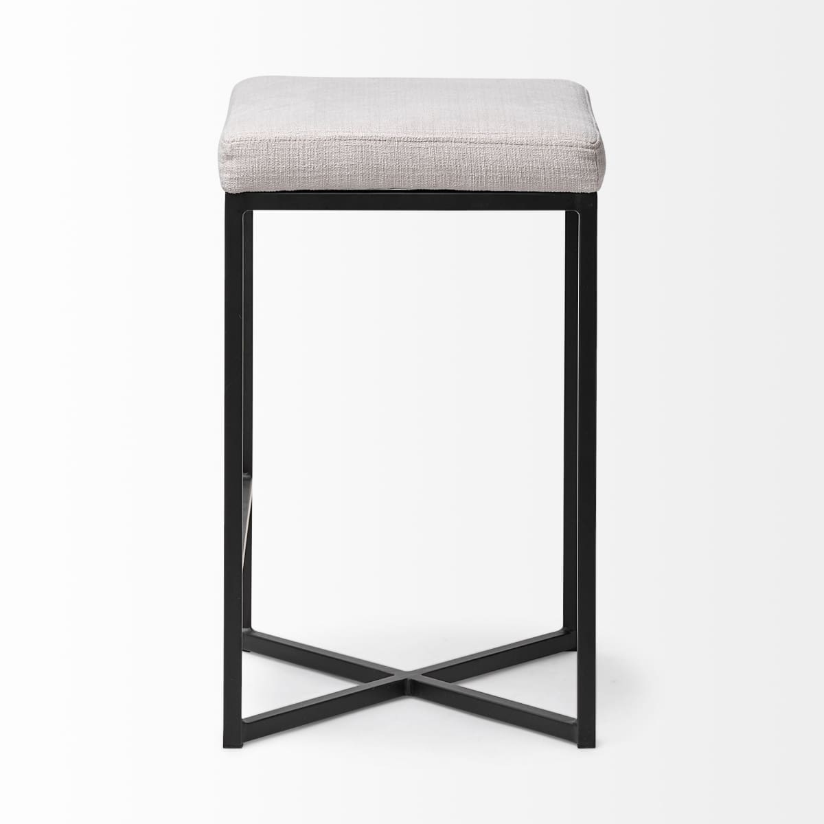 Frodo Upholstered Seat Bar Counter Stool White Fabric | Black Metal | Counter - bar-stools