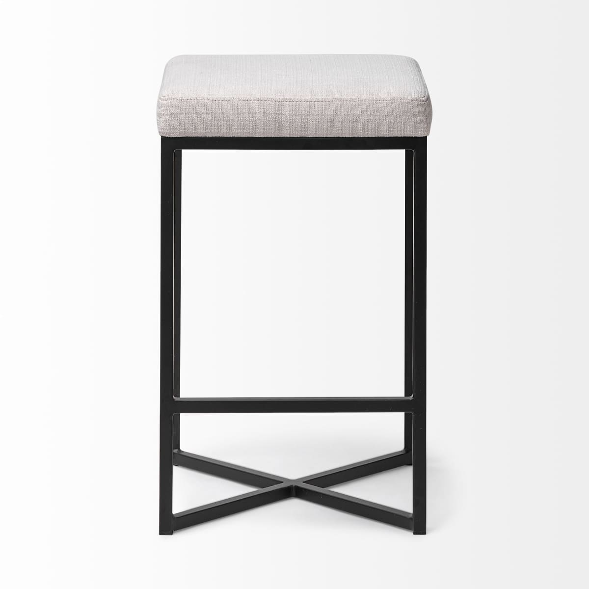 Frodo Upholstered Seat Bar Counter Stool White Fabric | Black Metal | Counter - bar-stools