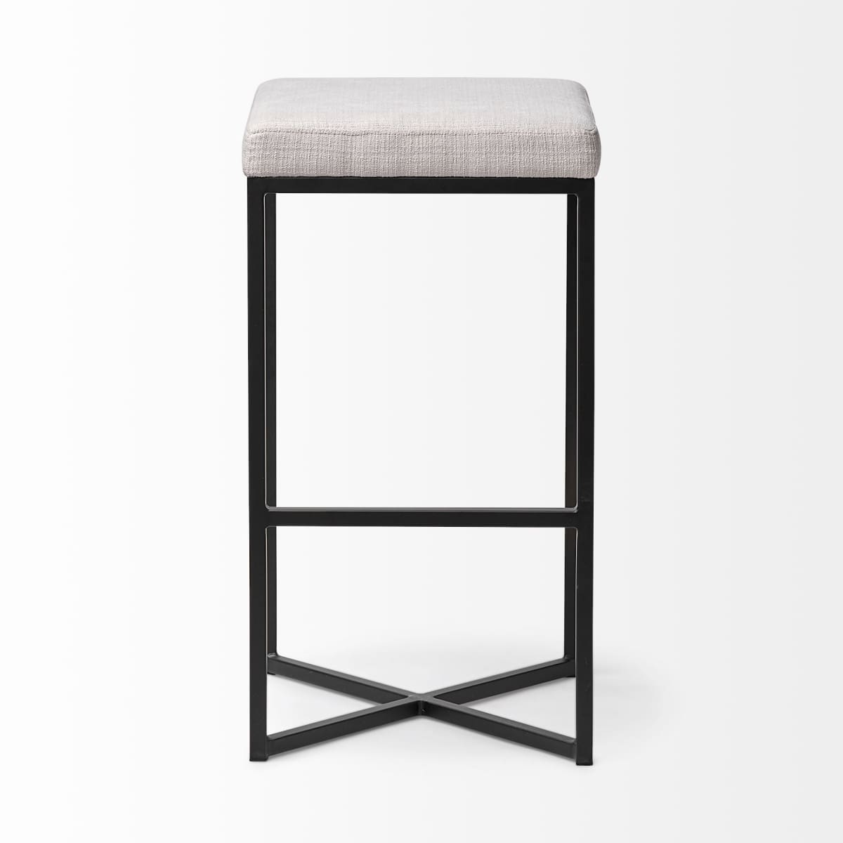 Frodo Upholstered Seat Bar Counter Stool White Fabric | Black Metal | Bar - bar-stools