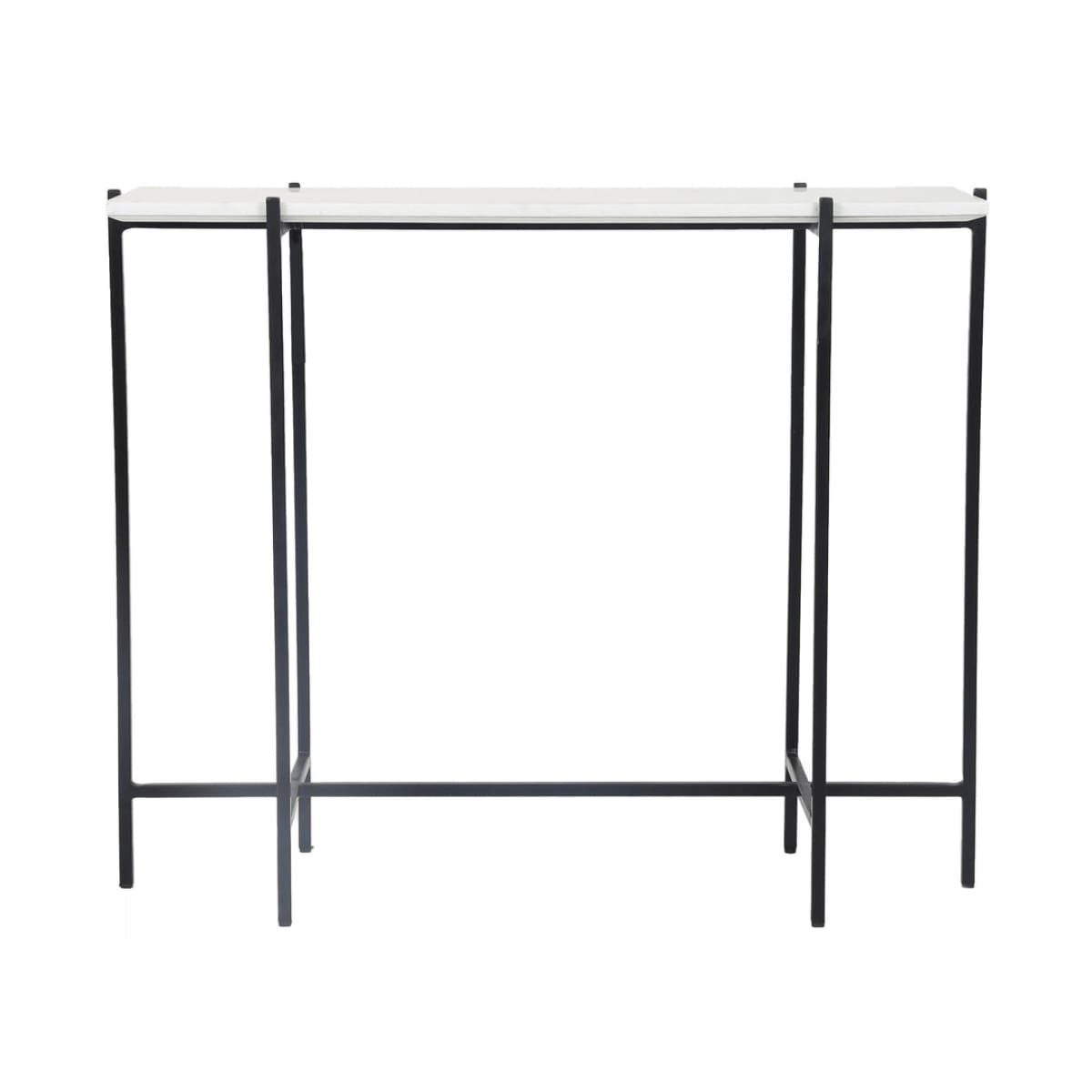 Function Console Table - White Marble/Black Base - lh-import-console-tables