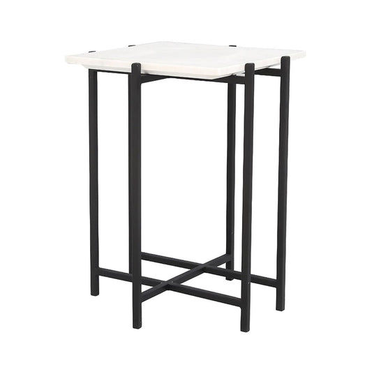 Function Side Table - White Marble/Black Base - lh-import-side-tables