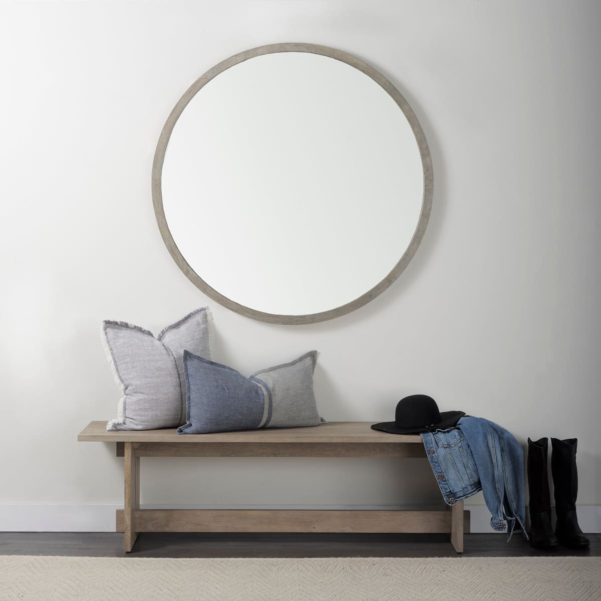 Gambit Wall Mirror White Wash Wood | 46’’ Round - wall-mirrors-grouped