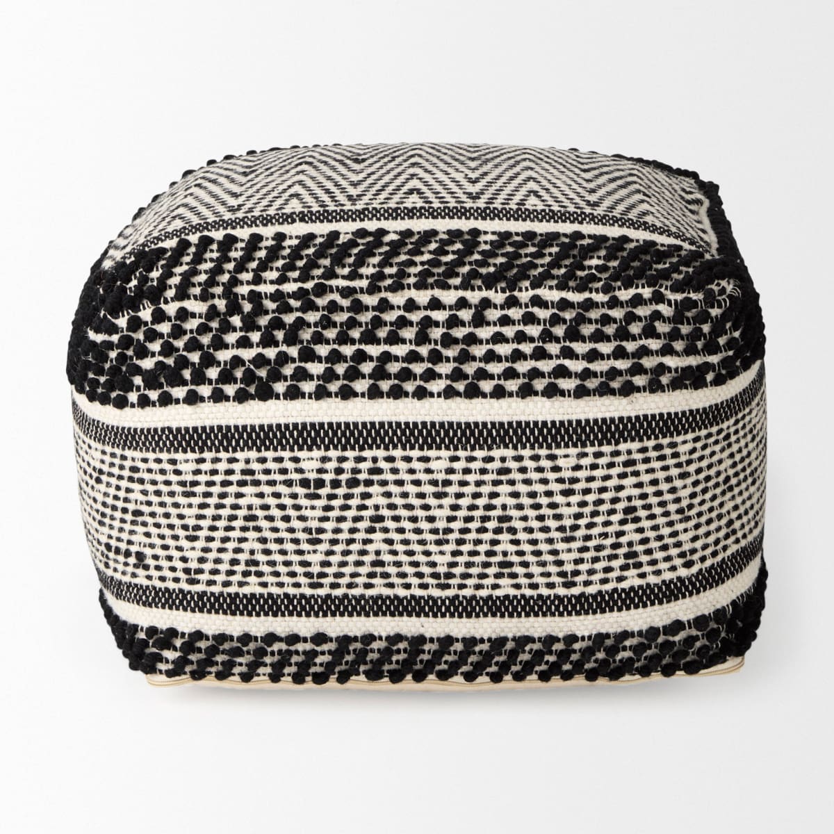 Garima Pouf Black/White | Wool/Cotton - poufs