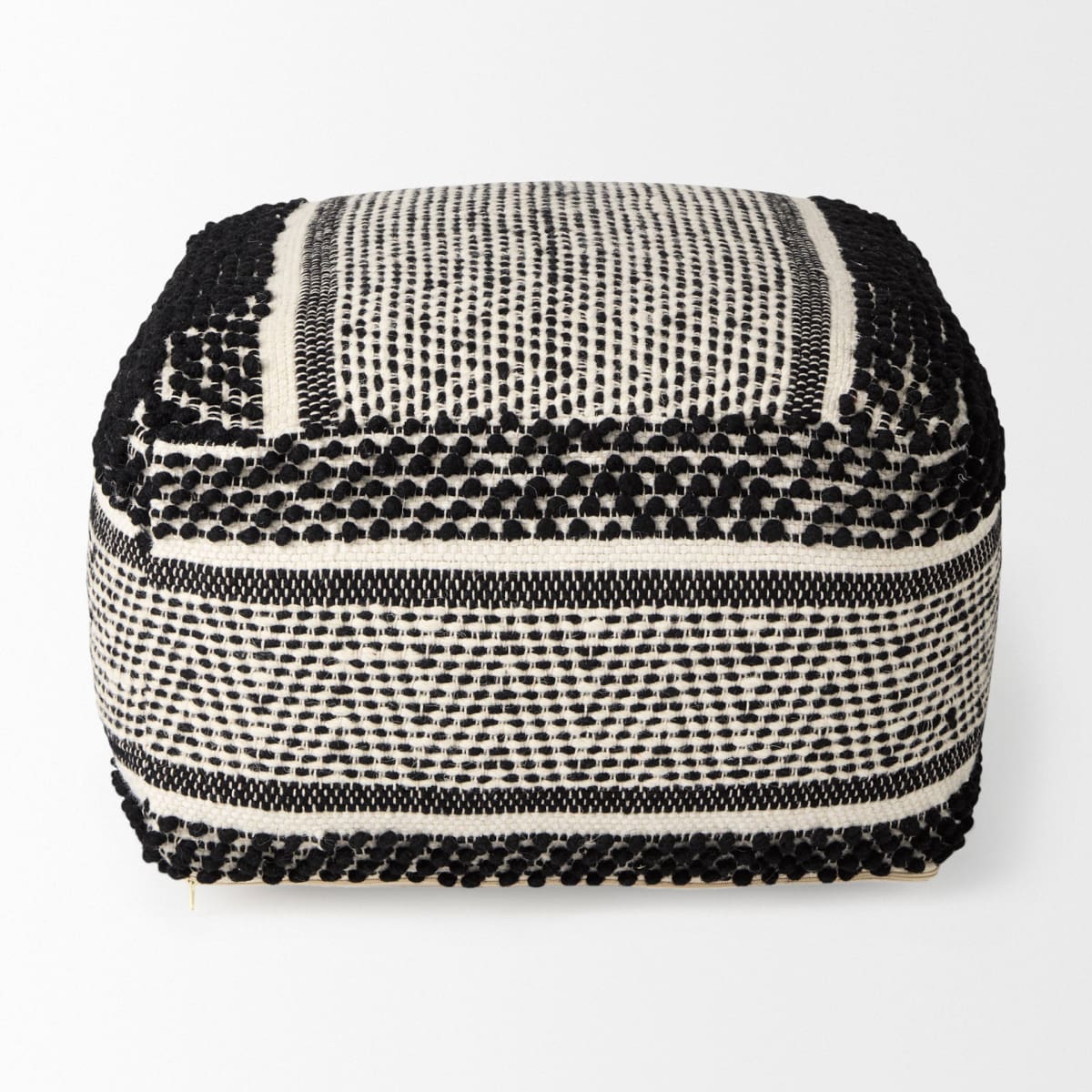 Garima Pouf Black/White | Wool/Cotton - poufs