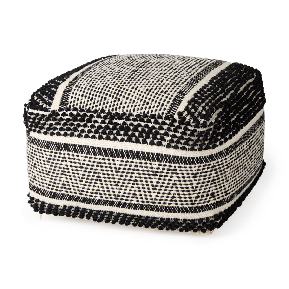 Garima Pouf Black/White | Wool/Cotton - poufs