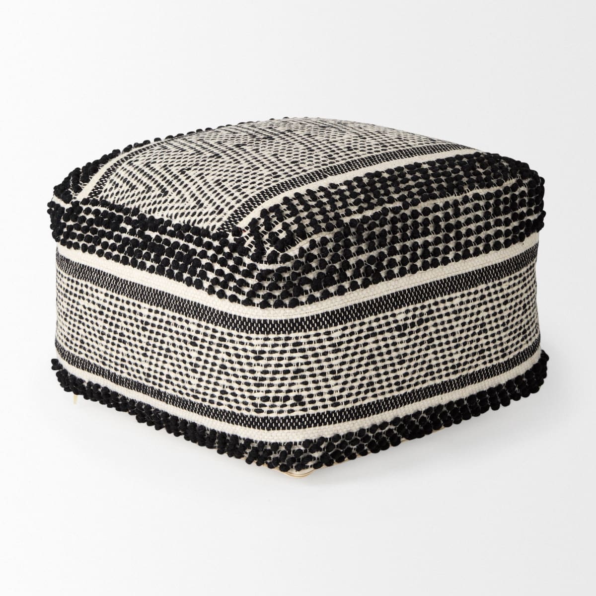 Garima Pouf Black/White | Wool/Cotton - poufs