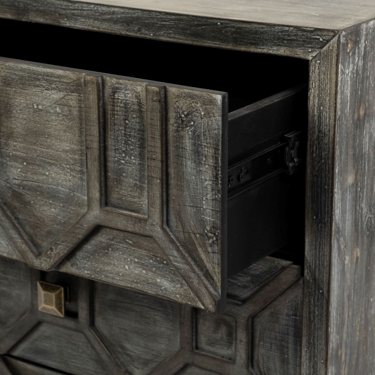 Genevieve Accent Cabinet Gray Wood | Gold Metal - acc-chest-cabinets