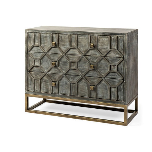 Genevieve Accent Cabinet Gray Wood | Gold Metal - acc-chest-cabinets