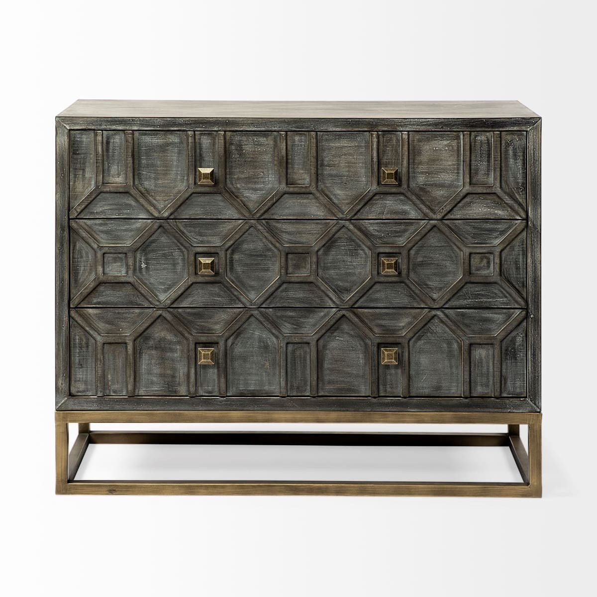 Genevieve Accent Cabinet Gray Wood | Gold Metal - acc-chest-cabinets