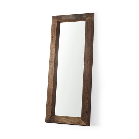 Gerome Floor Mirror Brown Wood | 31.0L x 5.0W x 86.0H - floor-mirrors