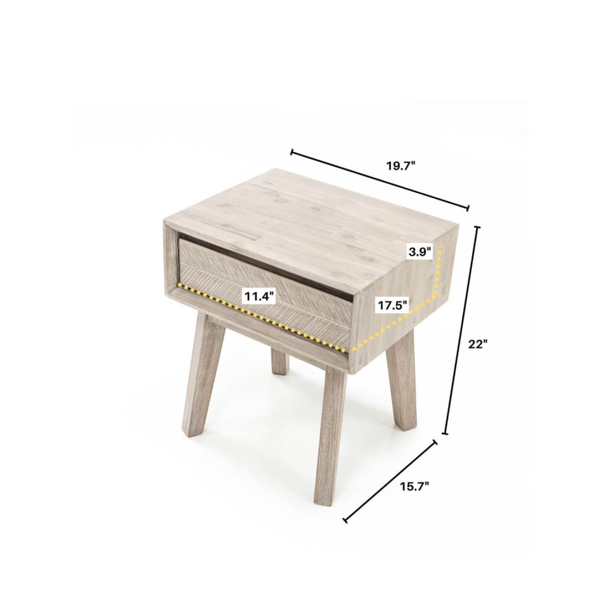 Gia 1 Drawer Nightstand - Light Driftwood - lh-import-nightstands