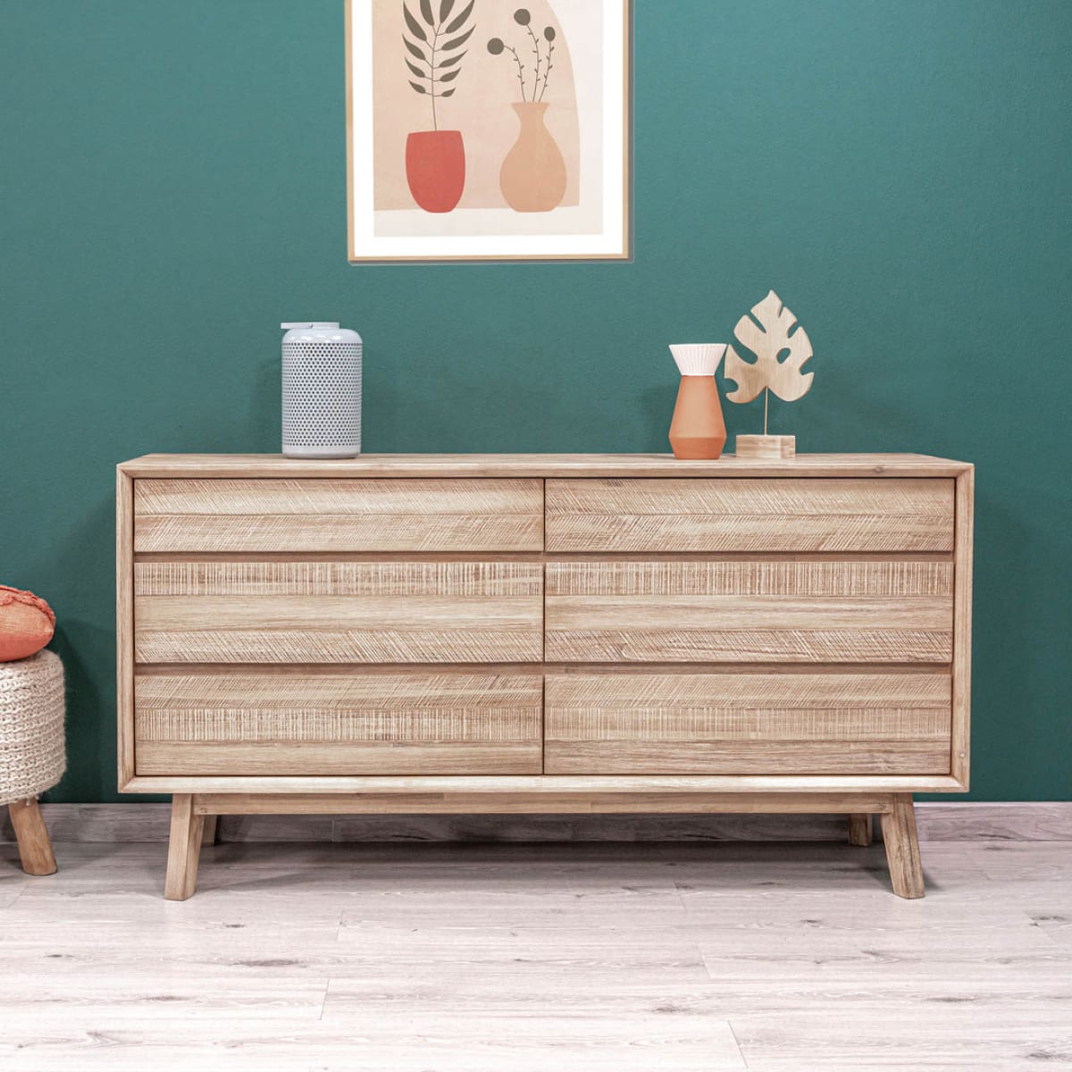 Gia 6 Drawer Dresser - Light Driftwood - lh-import-dressers