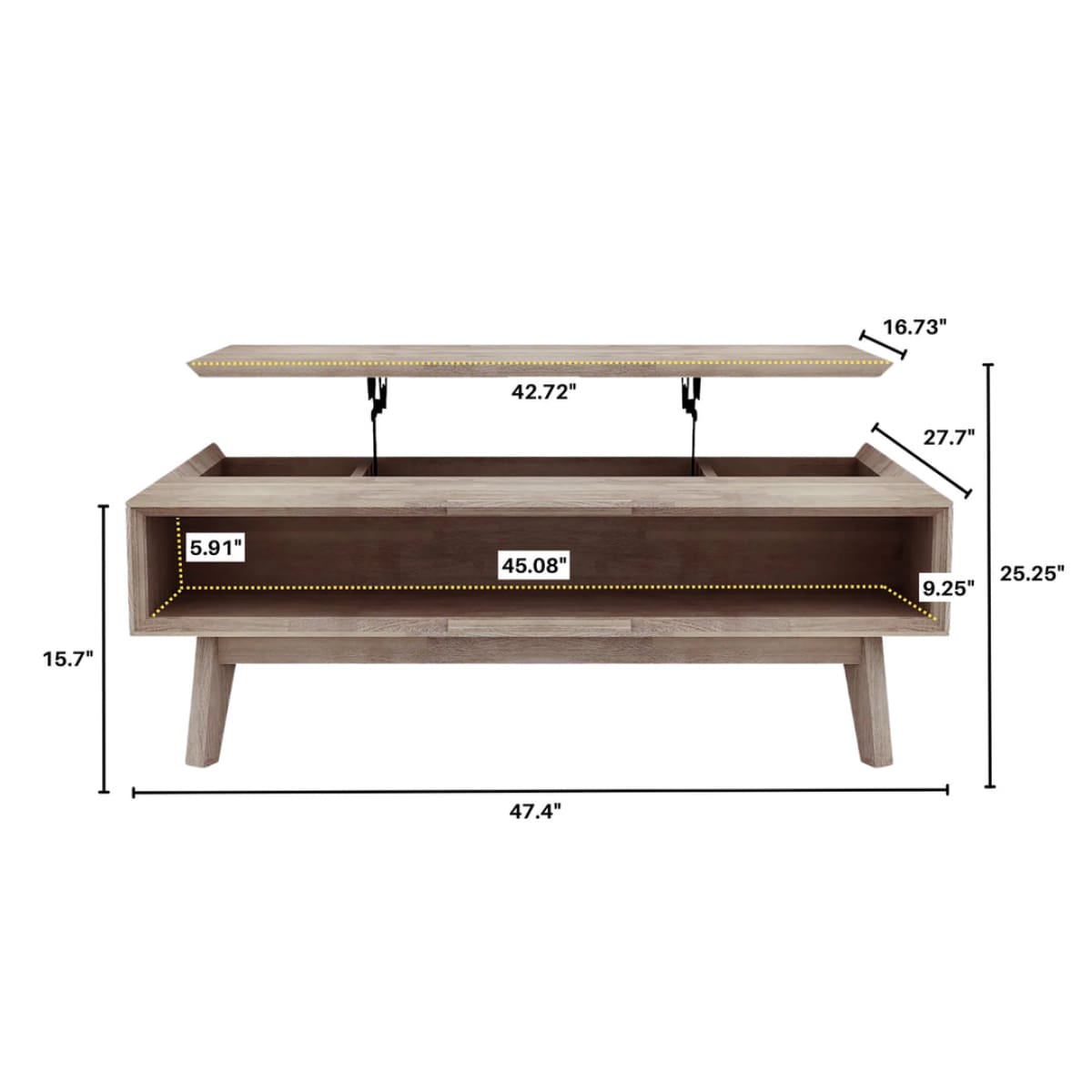 Gia Coffee Table W/ Lift Top - Light Driftwood - lh-import-coffee-tables