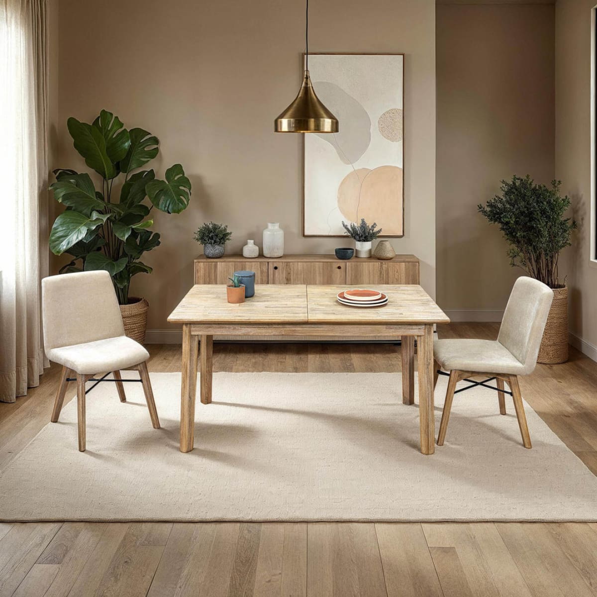 Gia Small Extension Dining Table 55/71” - Light Driftwood - lh-import-dining-tables