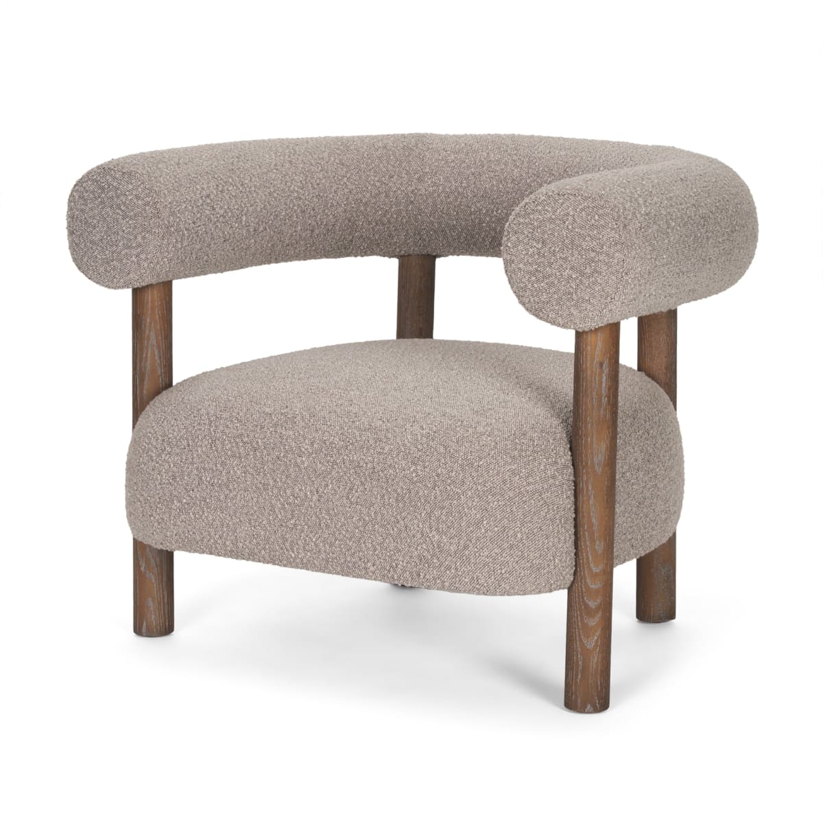 Gianna Accent Chair Medium Brown | Taupe Boucle - accent-chairs