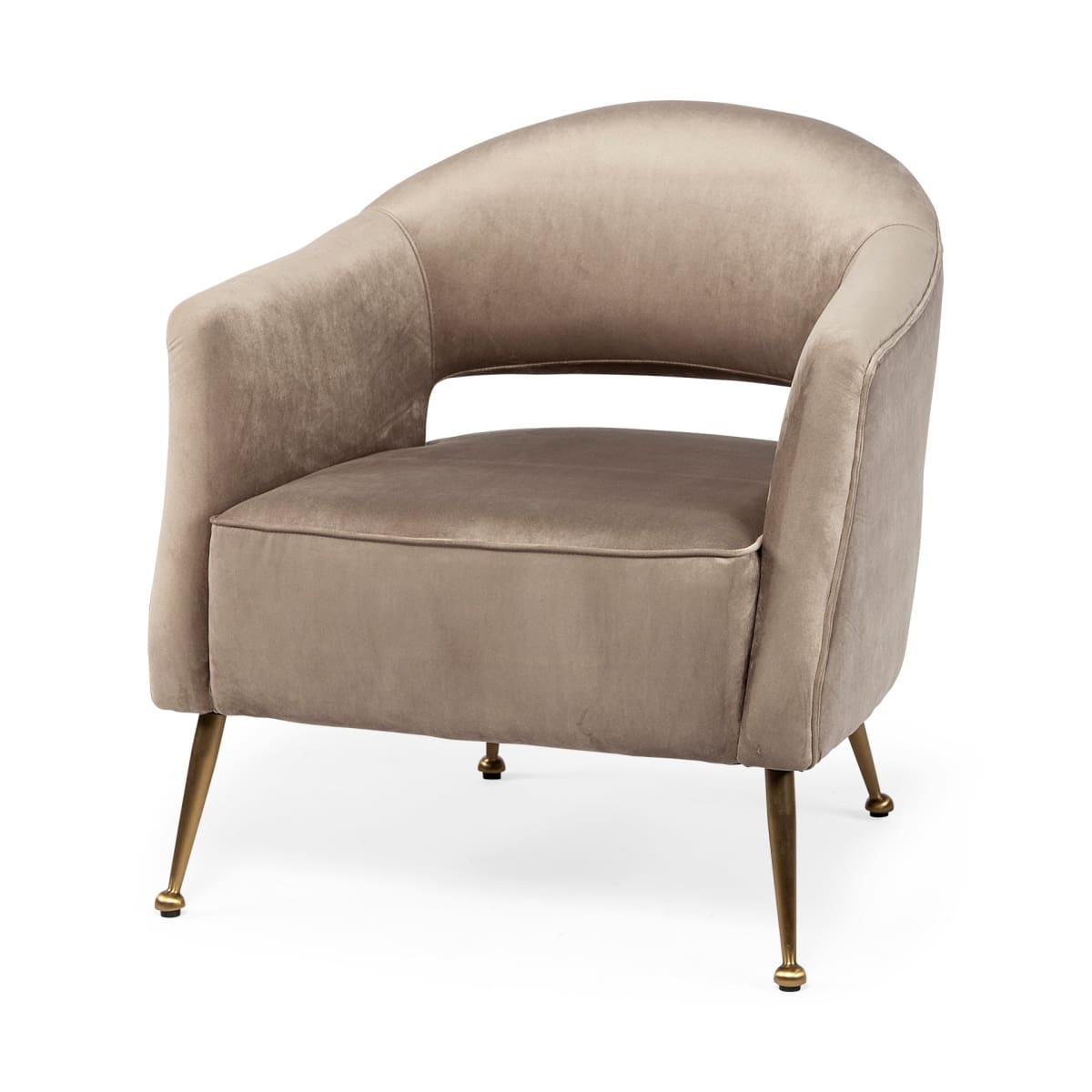 Giles Accent Chair Taupe Velvet | Gold Metal - accent-chairs