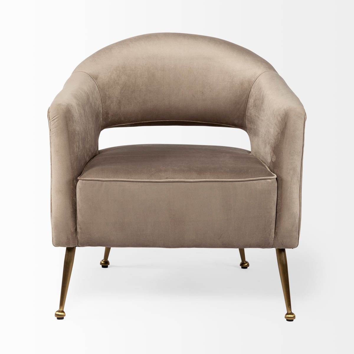 Giles Accent Chair Taupe Velvet | Gold Metal - accent-chairs