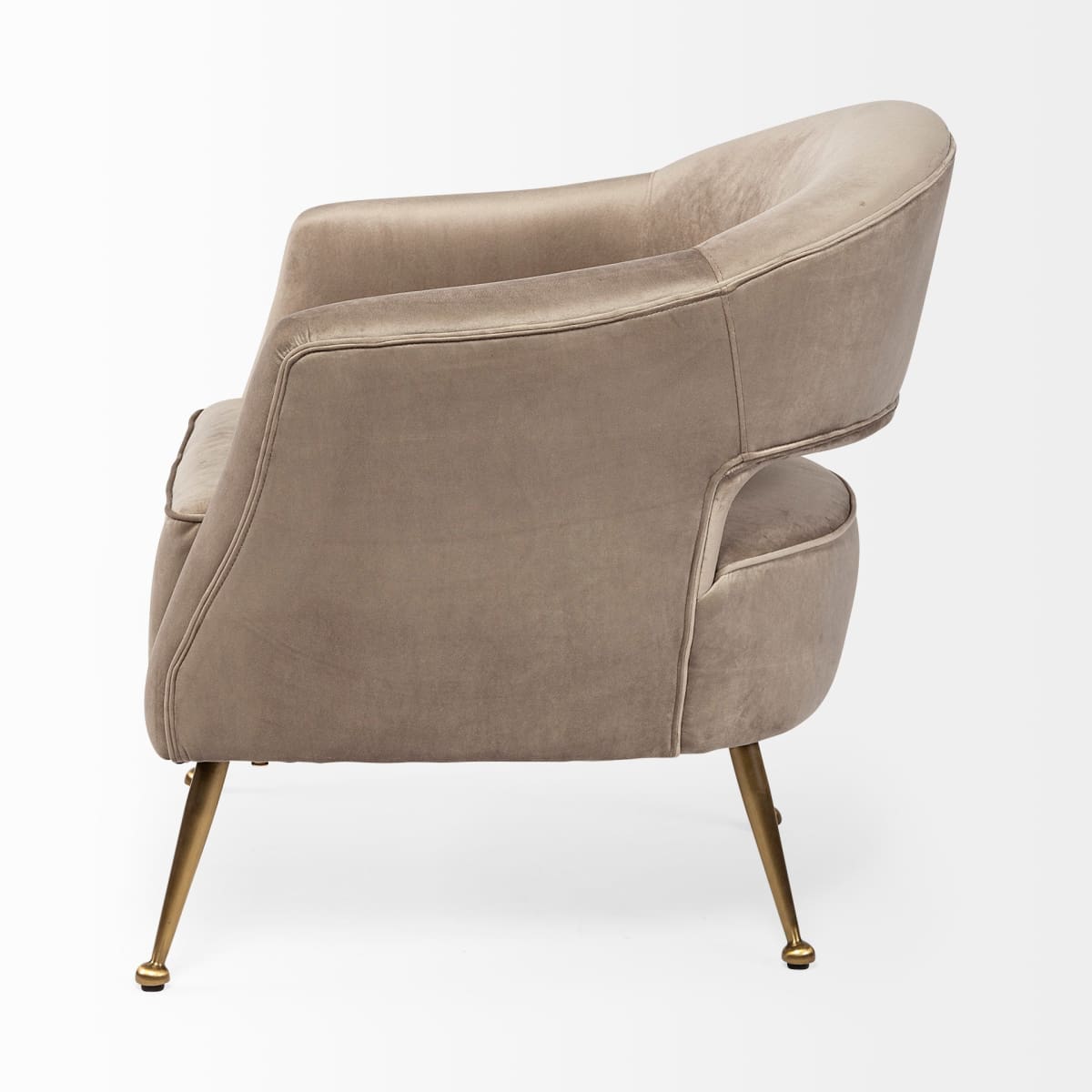 Giles Accent Chair Taupe Velvet | Gold Metal - accent-chairs