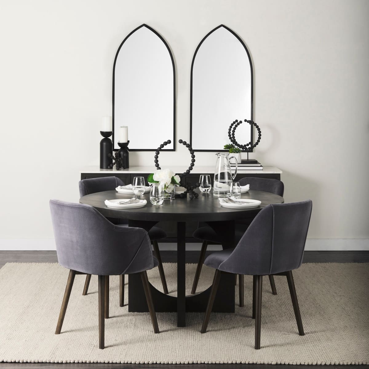 Giovanna Wall Mirror Black Metal | Pointed Arch - wall-mirrors-grouped