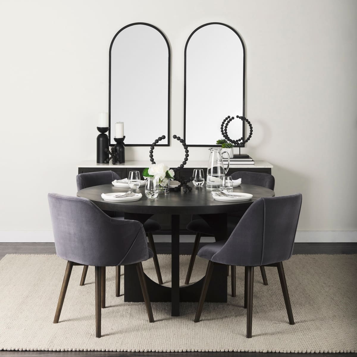 Giovanna Wall Mirror Black Metal | Rounded Arch - wall-mirrors-grouped