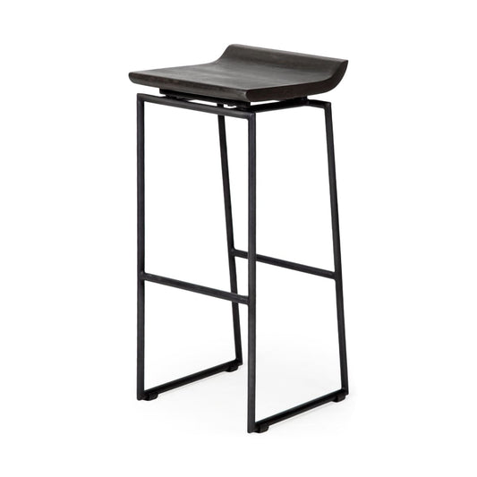 Givens Bar Counter Stool Black Wood | Black Metal | Bar - bar-stools