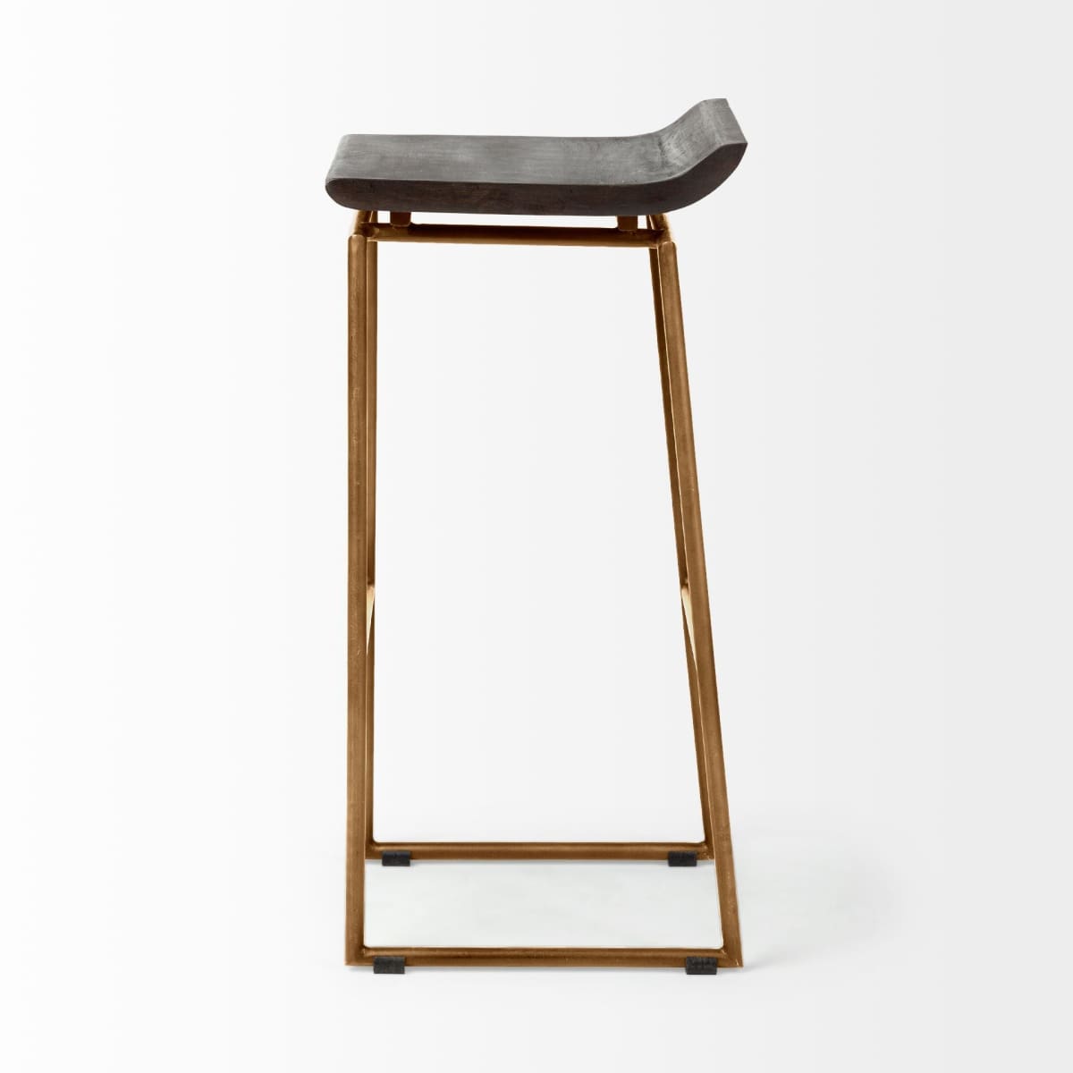 Givens Bar Counter Stool Brown Wood | Gold Metal | Bar - bar-stools