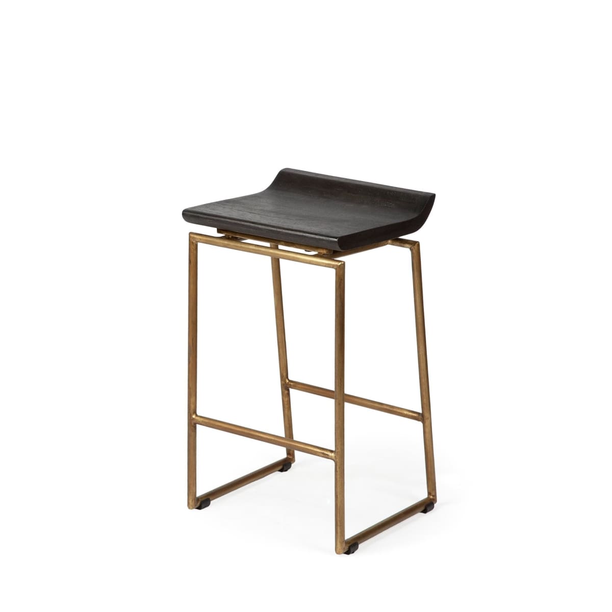 Givens Bar Counter Stool Brown Wood | Gold Metal | Counter - bar-stools