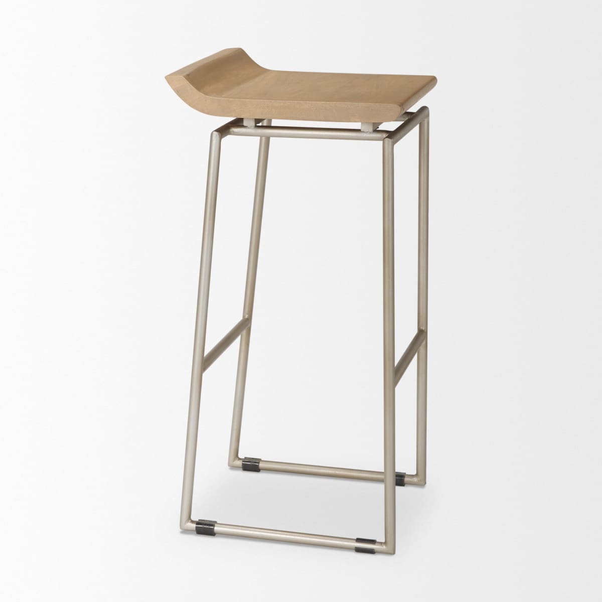 Givens Bar Counter Stool Brown Wood | Silver Metal | Bar - bar-stools